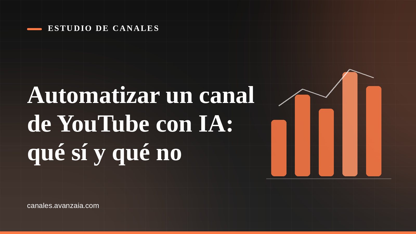 Portada gráfica de Estudio de Canales: un gráfico de barras sobre fondo negro, con el titular del artículo
