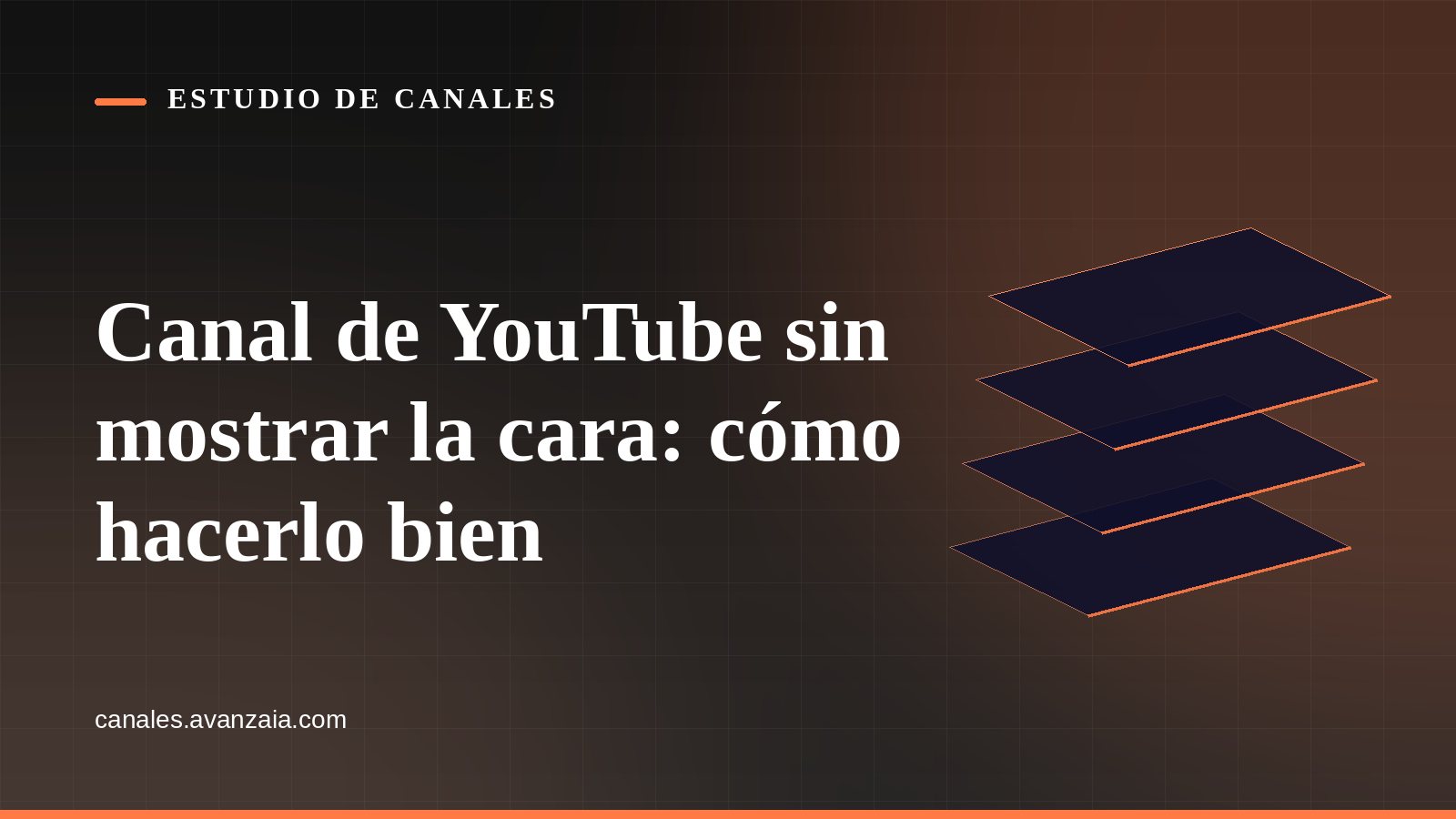 Cover graphic for Estudio de Canales: stacked layers on a black background, with the article's headline in Spanish