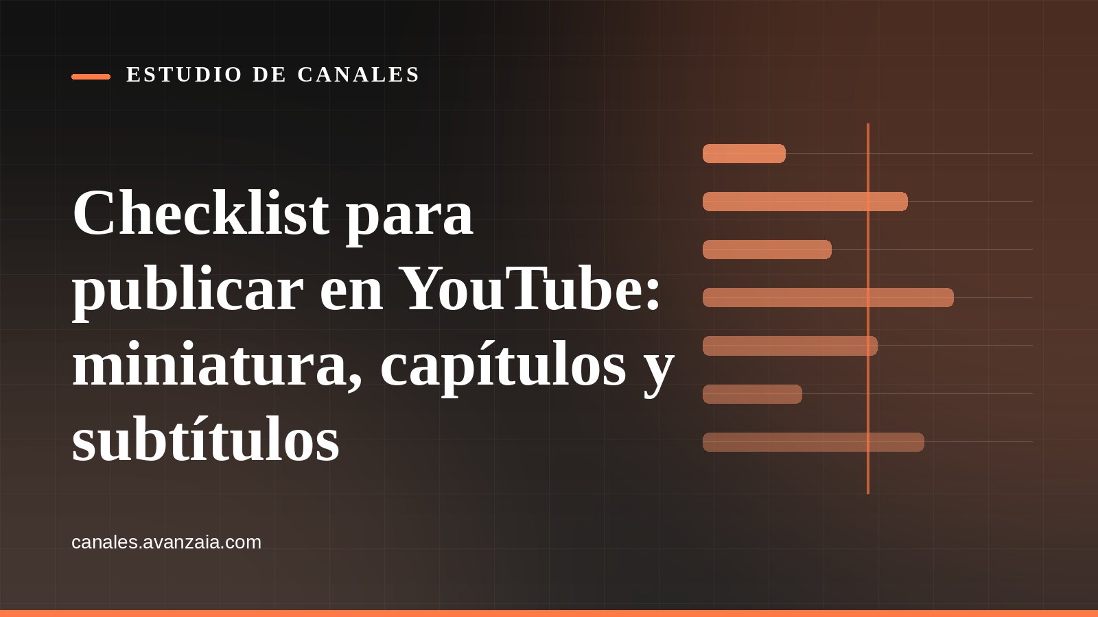 Cover graphic for Estudio de Canales: horizontal bars on a black background, with the article's headline in Spanish