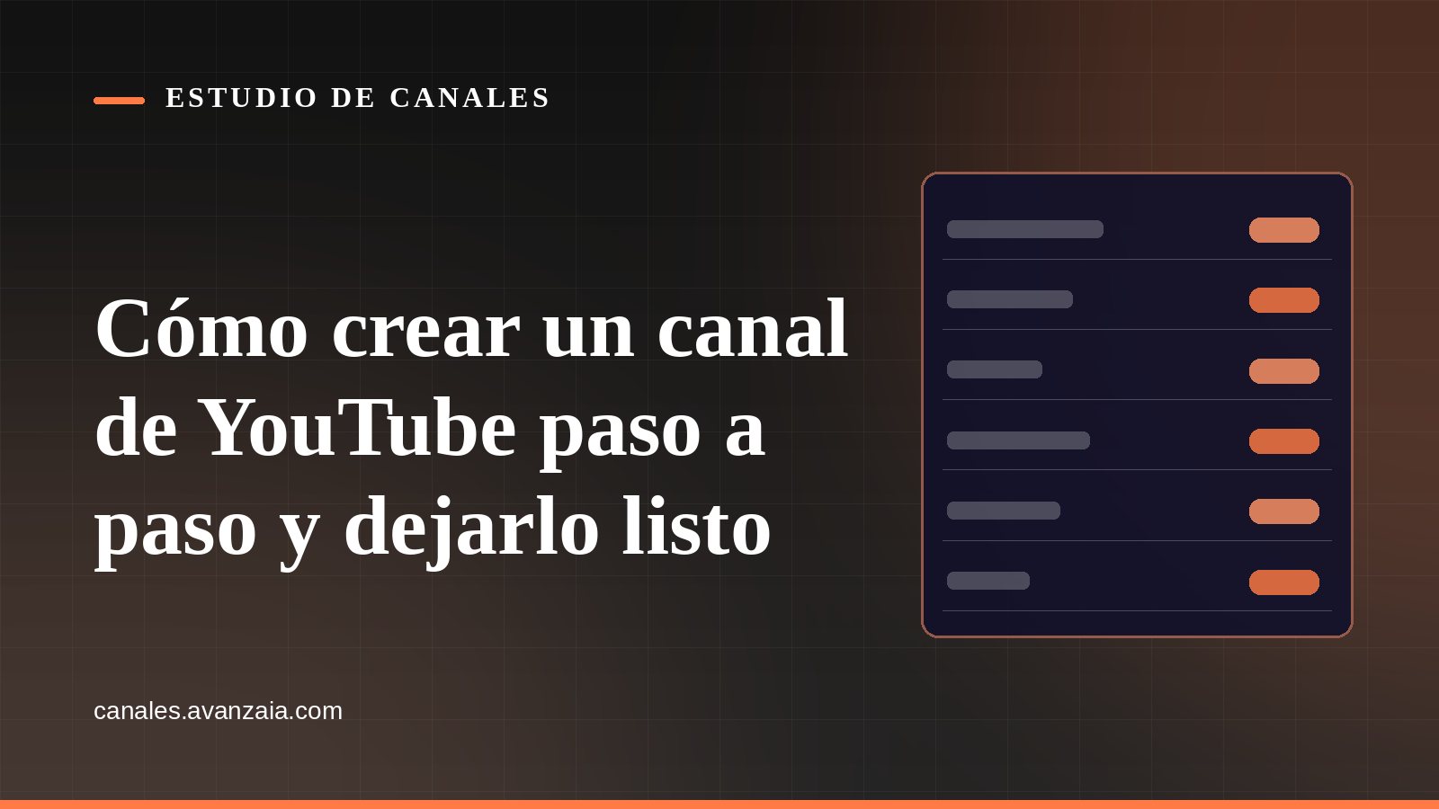 Portada gráfica de Estudio de Canales: una ficha con filas sobre fondo negro, con el titular del artículo