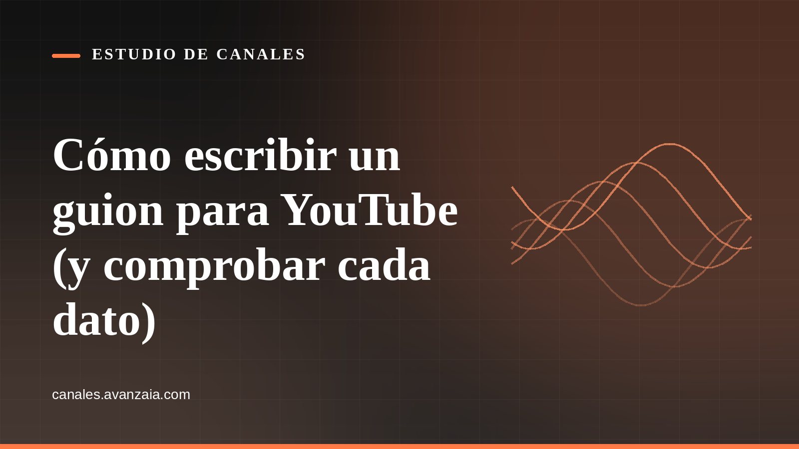 Cover graphic for Estudio de Canales: wavy lines on a black background, with the article's headline in Spanish