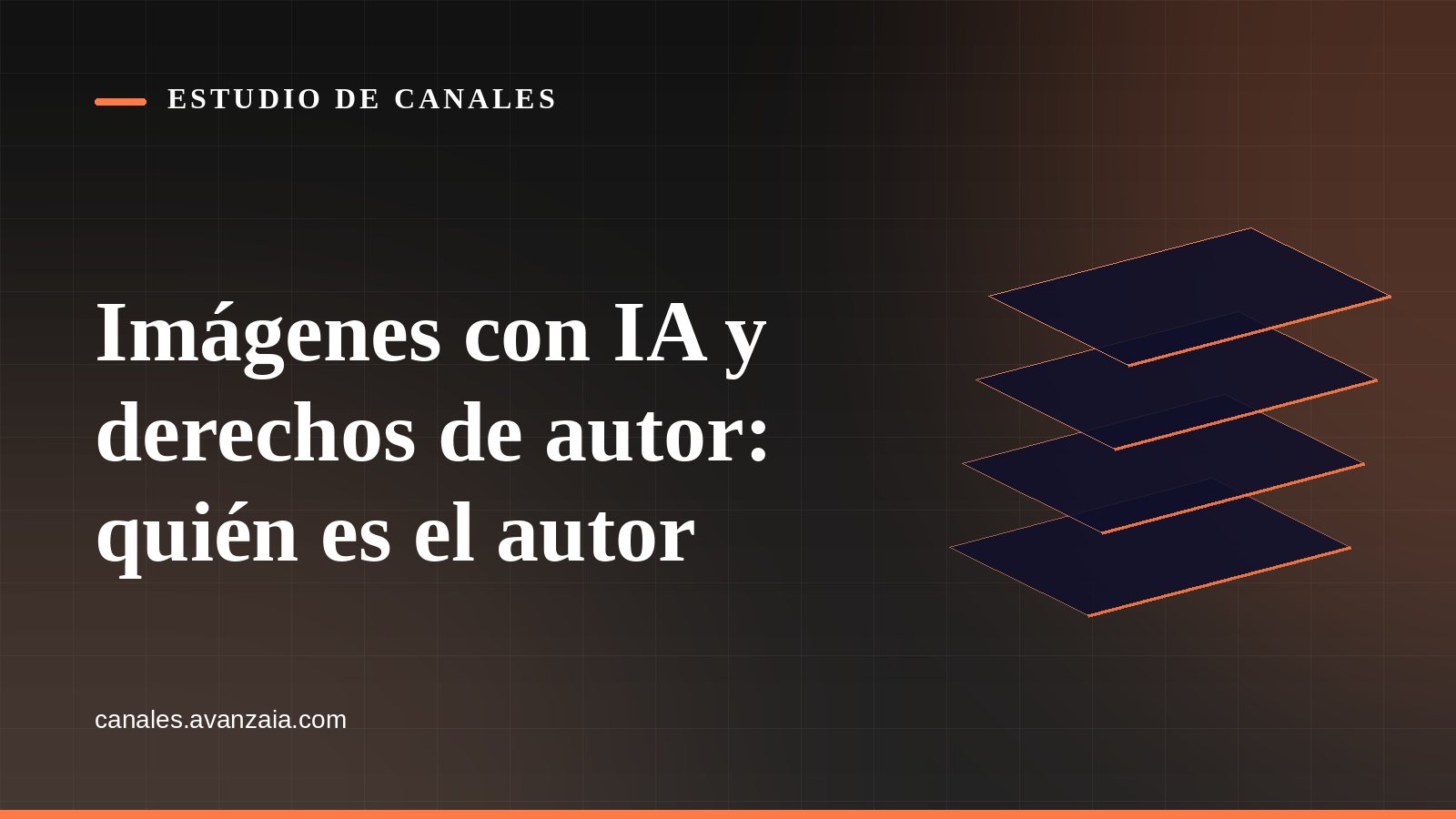 Portada gráfica de Estudio de Canales: capas apiladas sobre fondo negro, con el titular del artículo