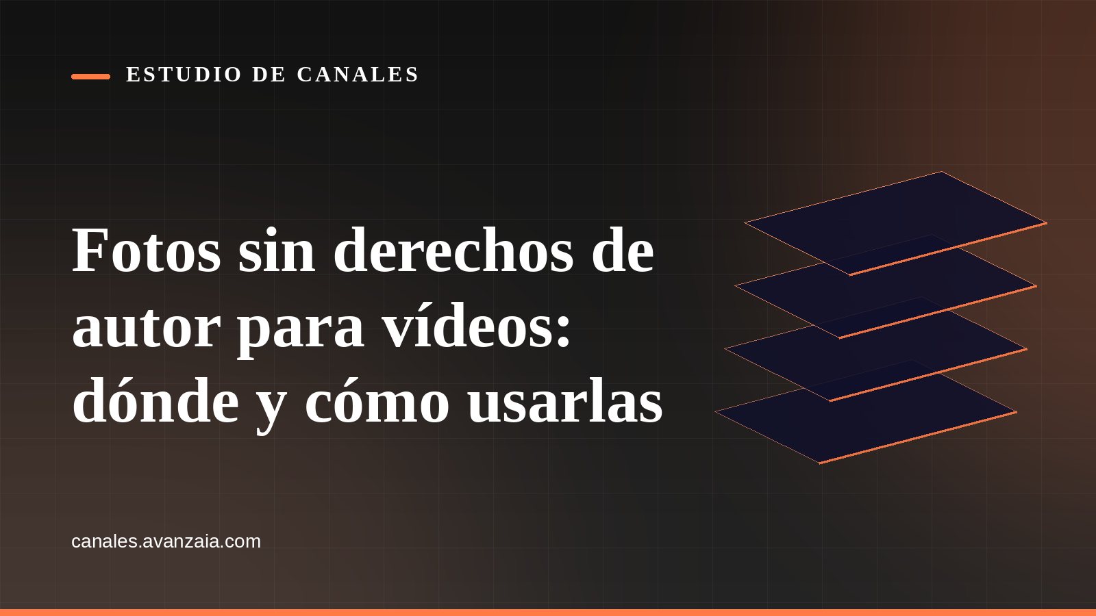 Portada gráfica de Estudio de Canales: capas apiladas sobre fondo negro, con el titular del artículo