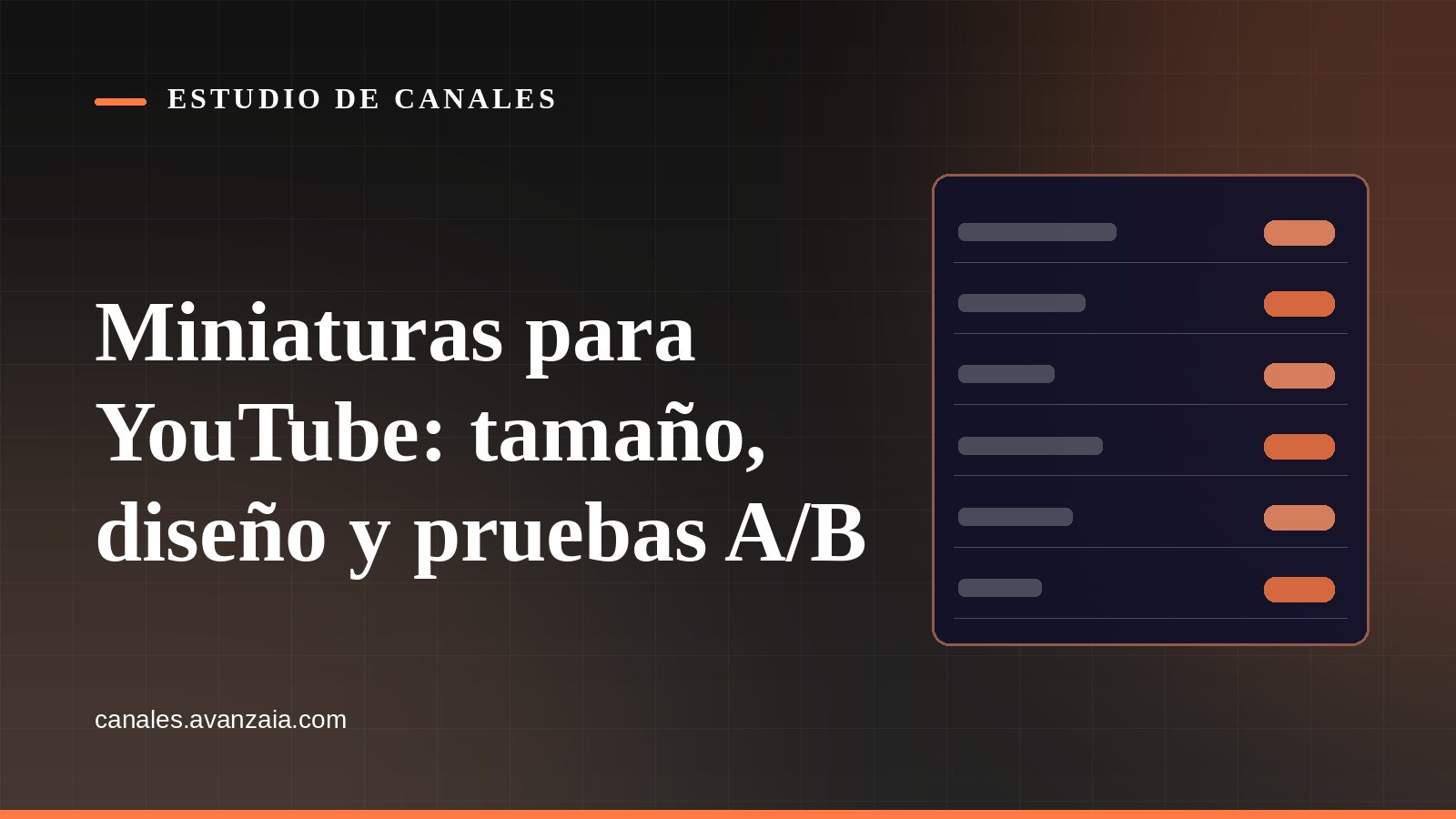Portada gráfica de Estudio de Canales: una ficha con filas sobre fondo negro, con el titular del artículo