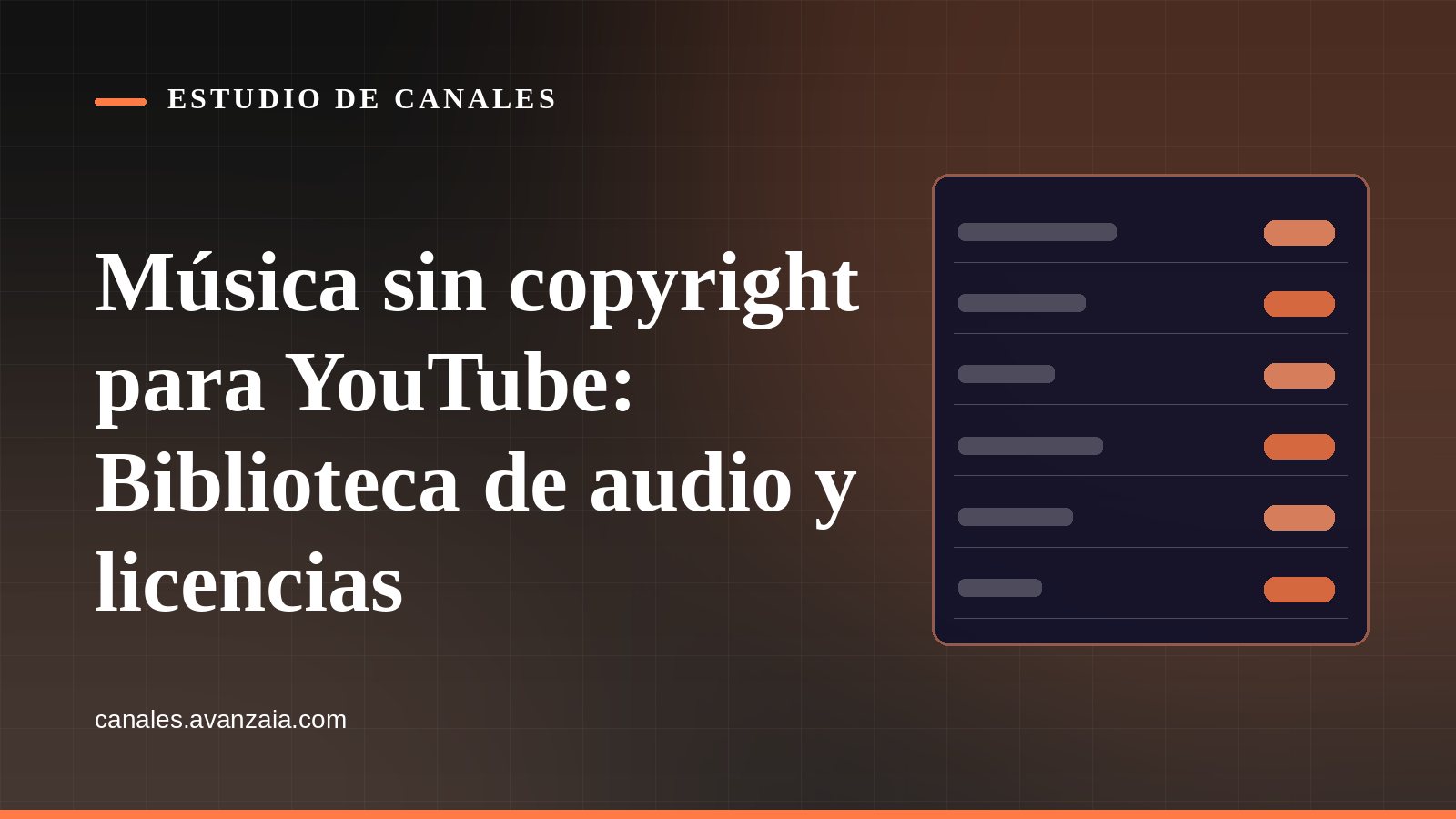 Portada gráfica de Estudio de Canales: una ficha con filas sobre fondo negro, con el titular del artículo