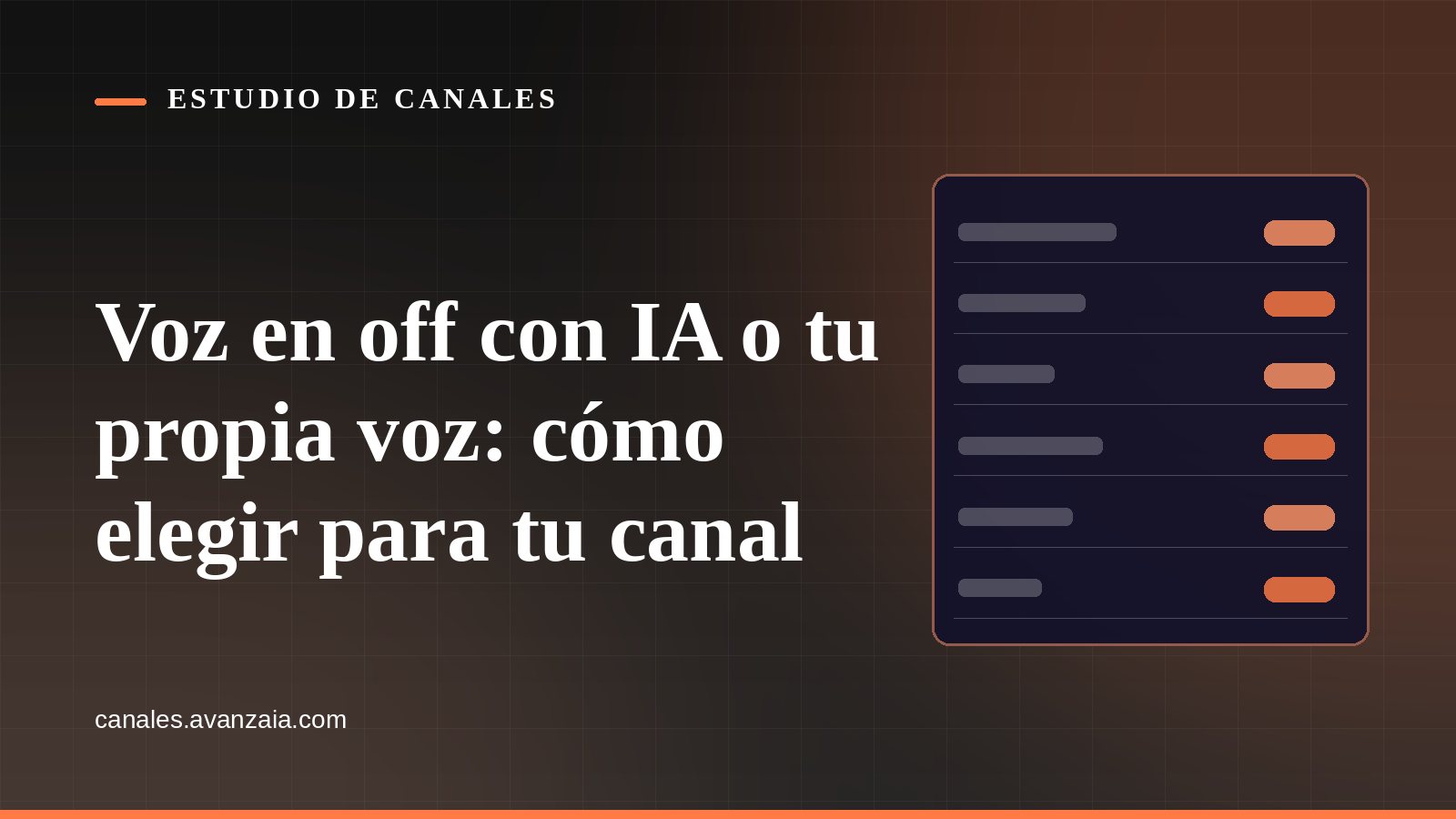 Cover graphic for Estudio de Canales: a record card with rows on a black background, with the article's headline in Spanish
